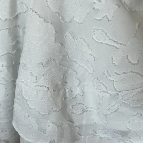 Lulus True Lover White Burnout Floral Ruffled Strapless Mini Dress XXS - Picture 3 of 5